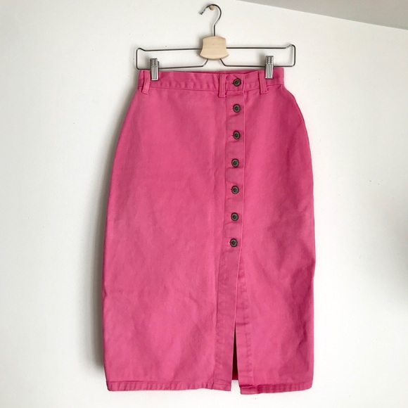 Dresses & Skirts - Vintage Pink Pencil Denim High Waisted Skirt Sz 26
